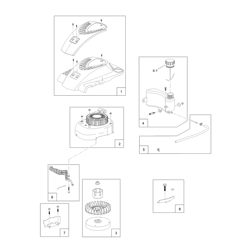 Shroud Flywheel and Fuel Tank Assembly