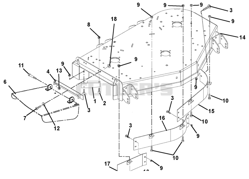 Deck, Discharge Chute And Baffles