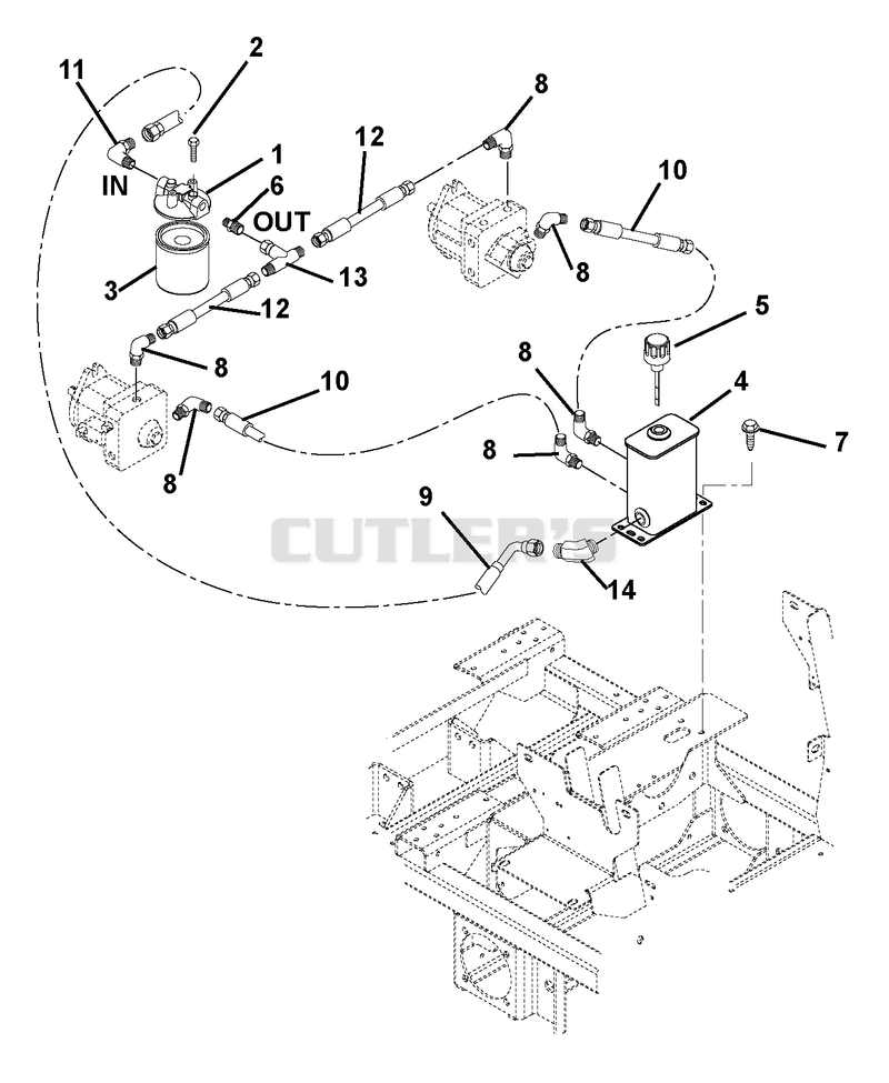 Hydraulic Tank, Filter And Pump To Tank Circuit