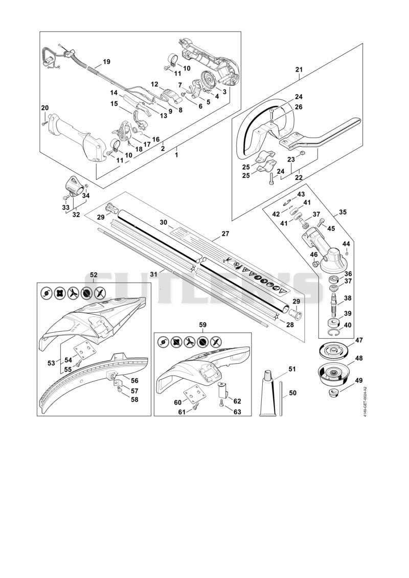 Control handle, Drive tube assembly, Gear head from serial number 516962085