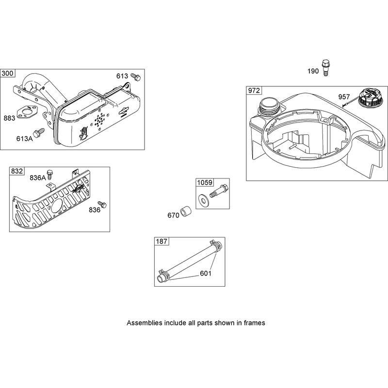 Muffler and Fuel Tank Assembly  Briggs and Stratton 122602-0207-B1