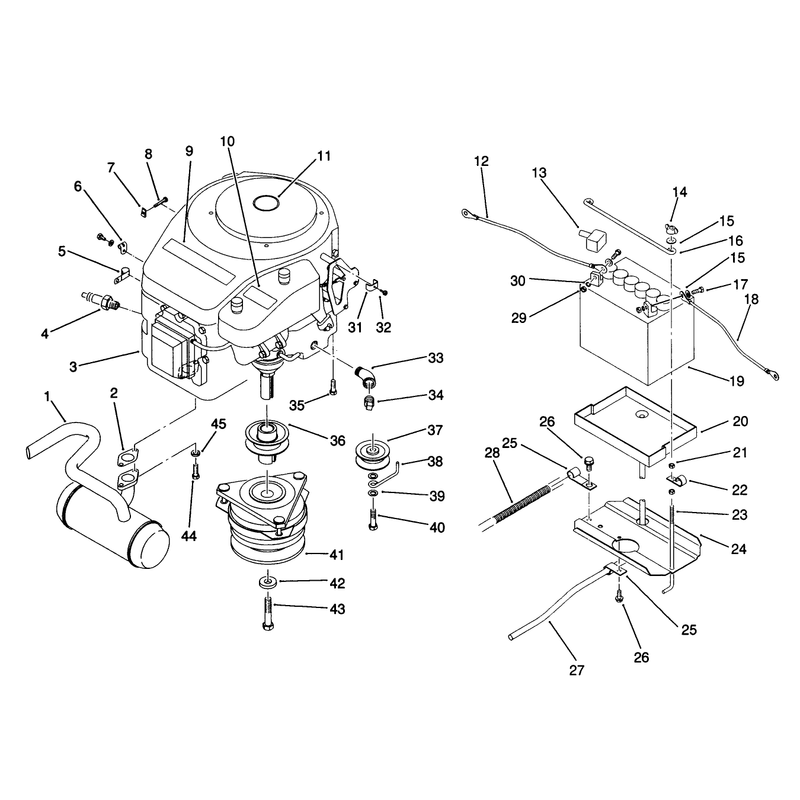 Engine and Battery Mount Assembly