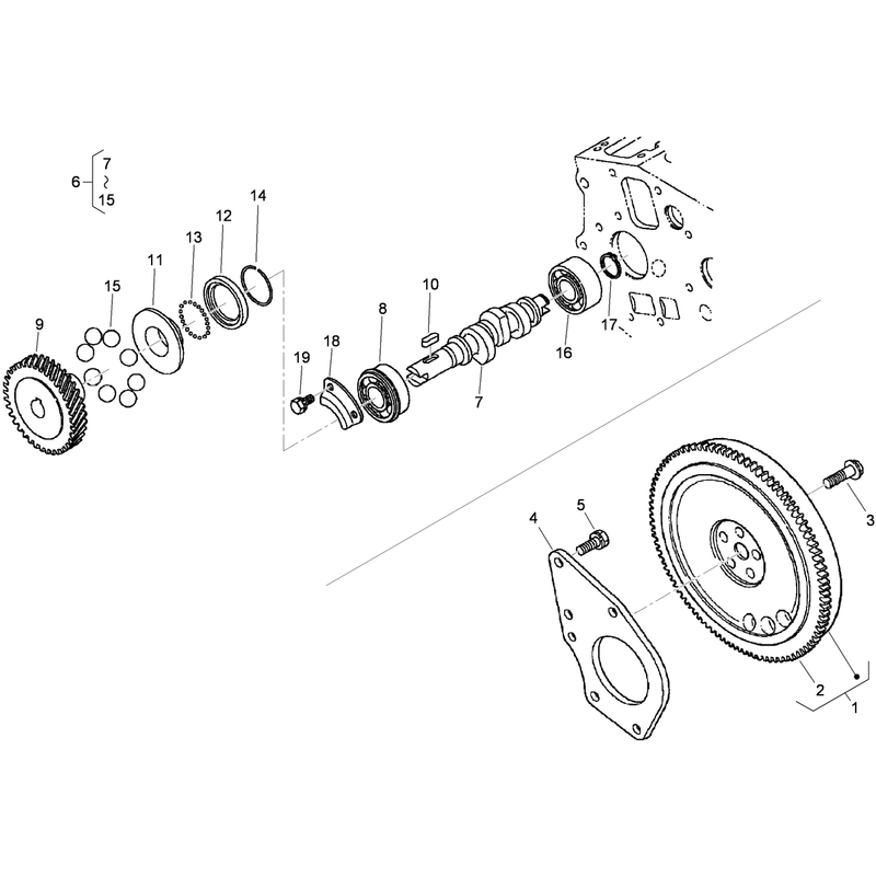Flywheel and Fuel Camshaft Assembly