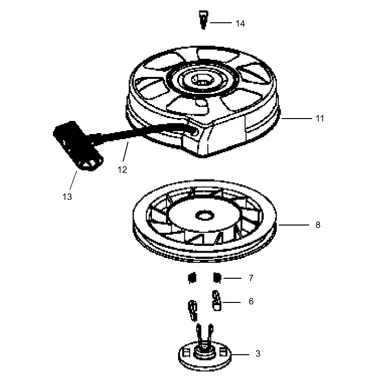 Recoil Starter No 590739 Tecumseh LEV120-361541B