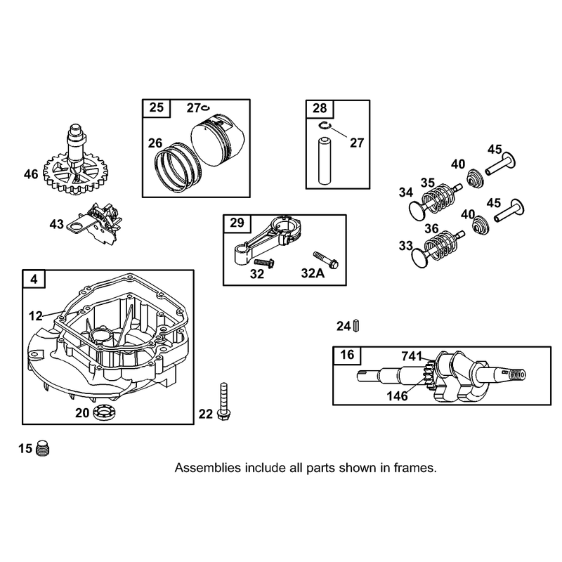 CrankcaseCrankshaftPistonand Valve Assembly Briggs and Stratton Model 12F802-1770-B1