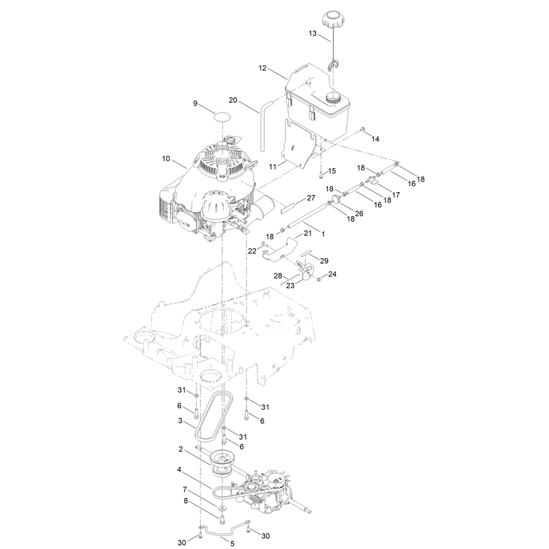 Engine and Fuel Tank Assembly