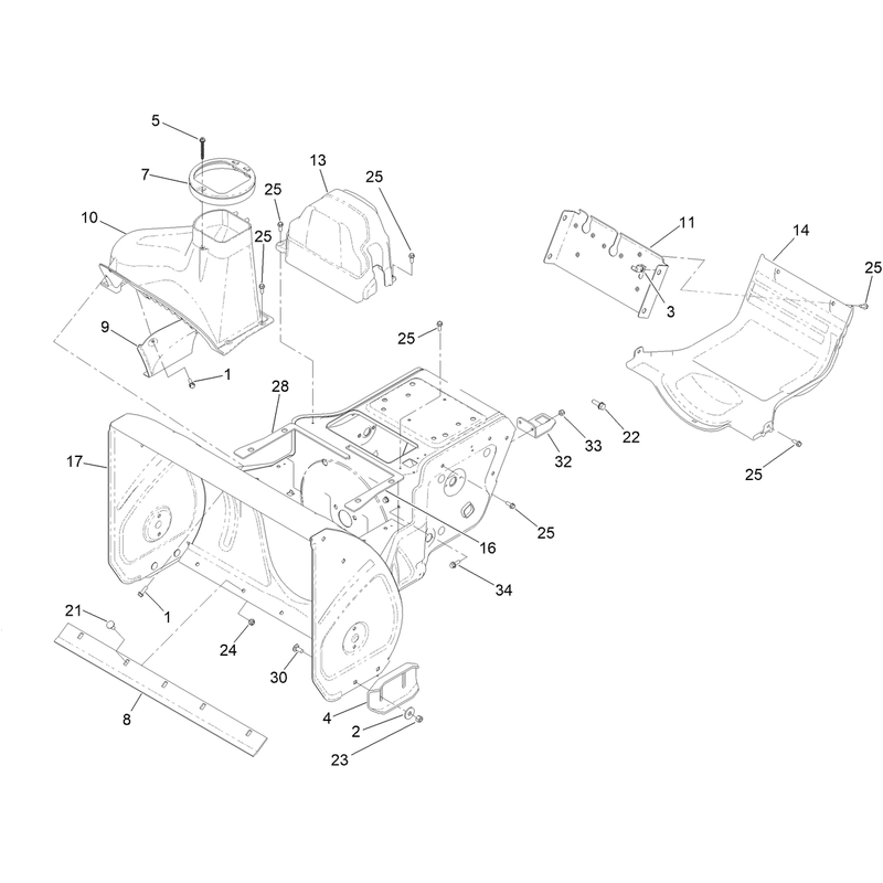 Main Frame and Auger Housing Assembly
