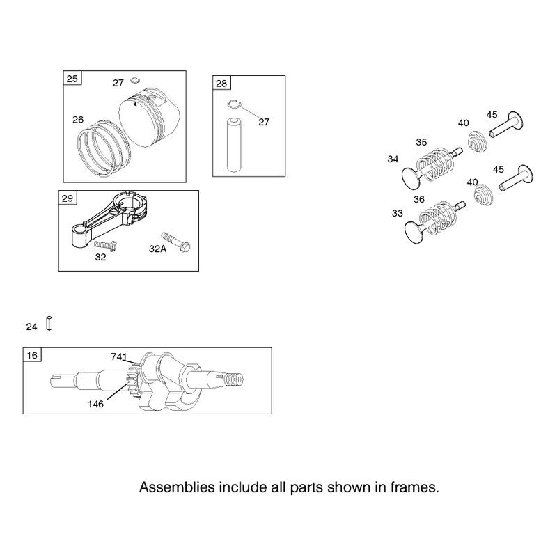 Crankshaft Assembly Engine Briggs and Stratton Model 124K02-0110-B1