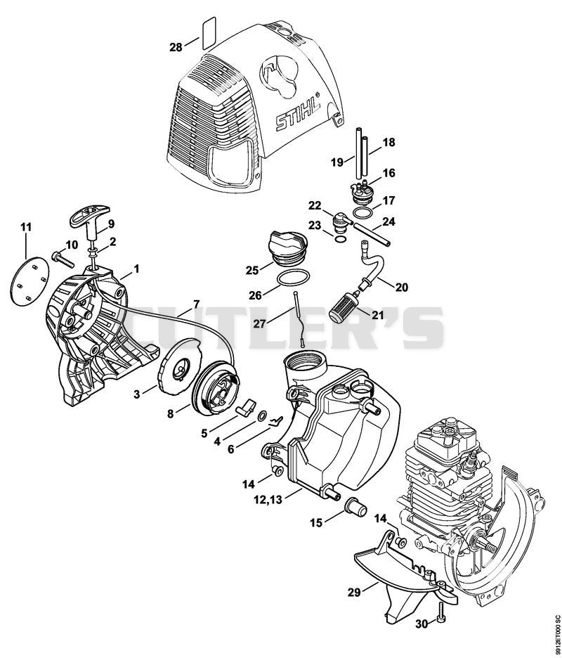 Rewind starter, Fuel tank