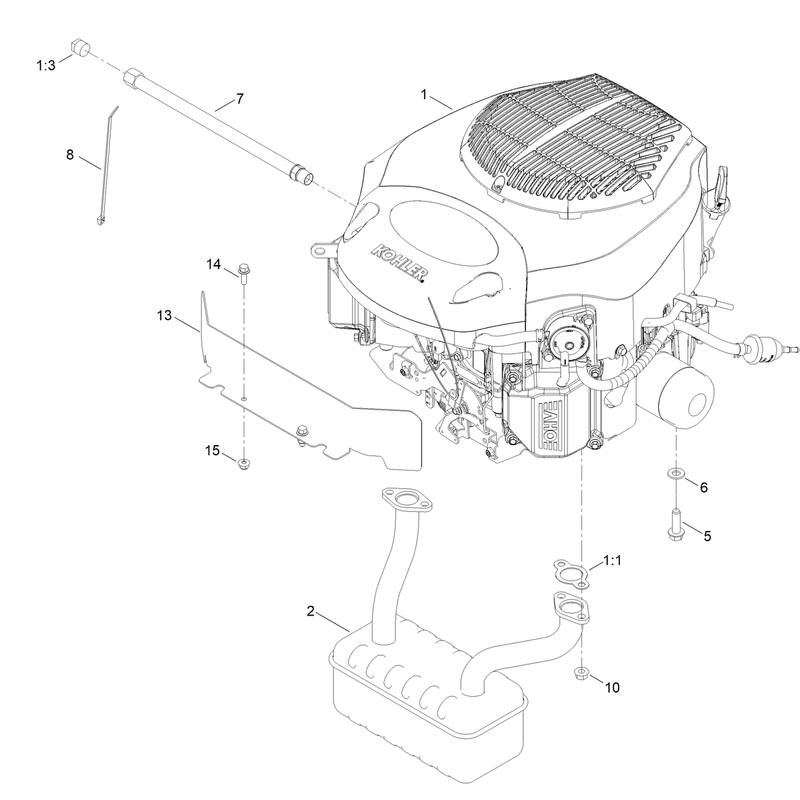 Engine and Muffler Assembly