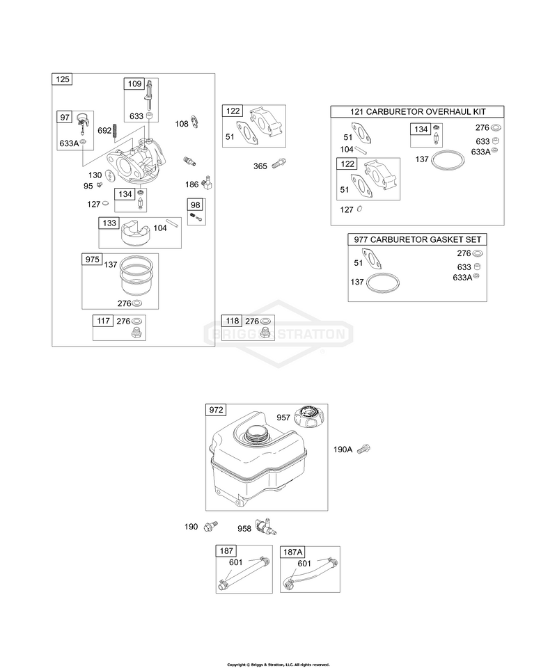 Carburetor Group, Fuel Tank Group, Kits/Gaskets - Carburetor