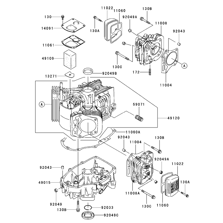 CylinderCrankcase Assembly Kawasaki FH451V-AS11