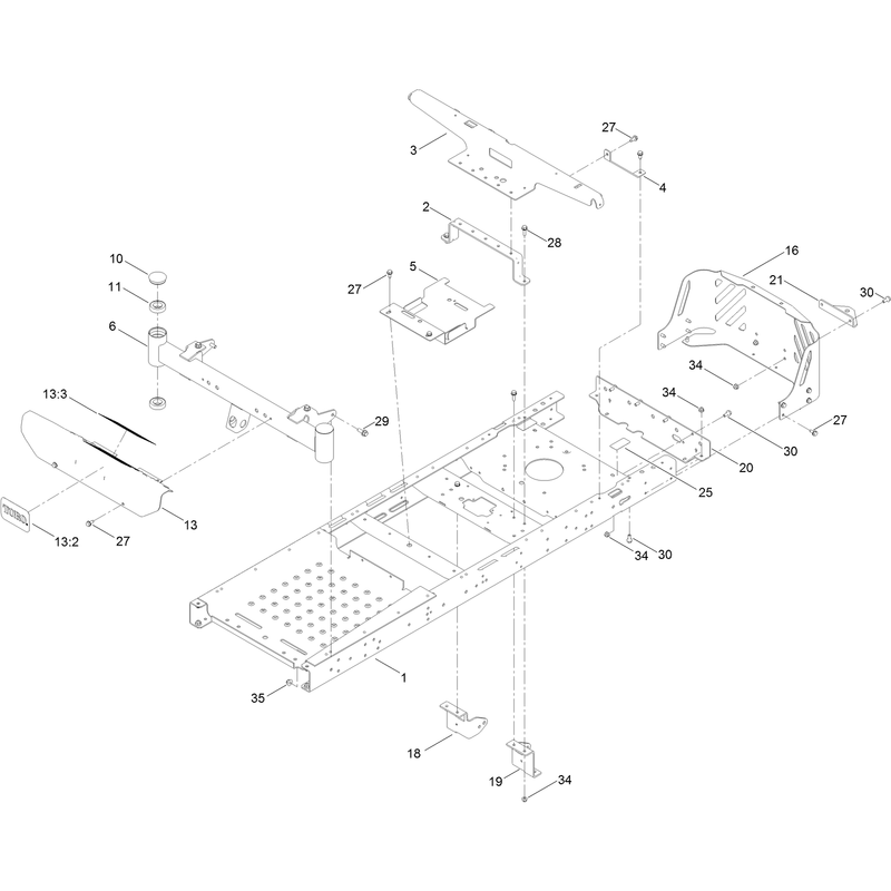 Frame, Front Axle and Caster Wheel Assembly