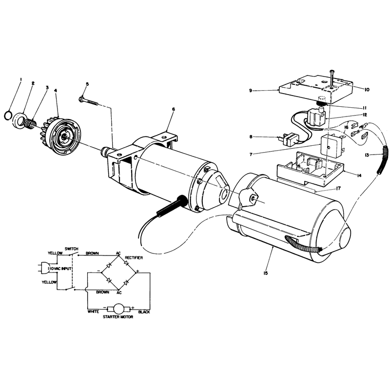 Starter Motor & Switch Housing Assembly