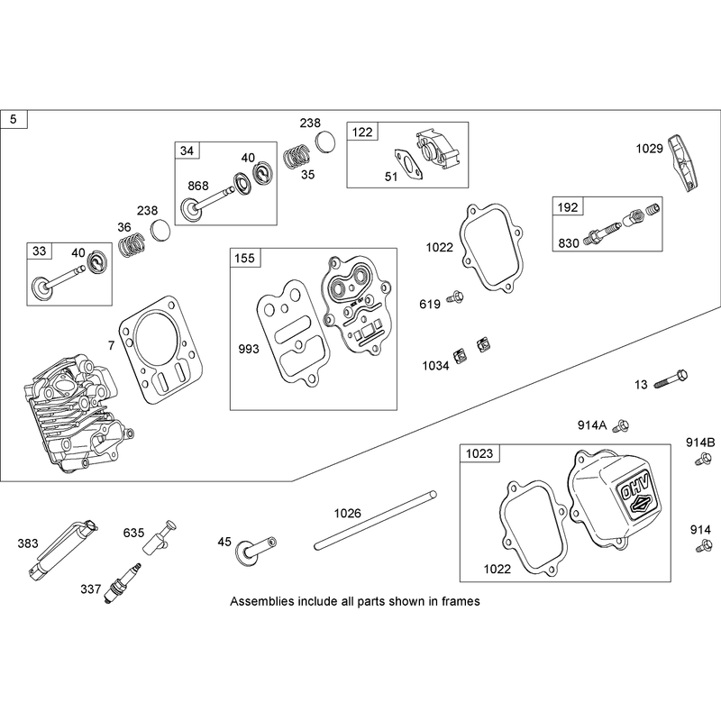 Cylinder Head Assembly Briggs and Stratton 126302-0210-B1