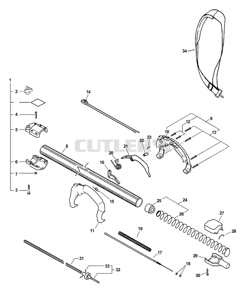 Handle, Ignition Switch, Throttle Cable, Driveshaft S/N: 503550 - 999999