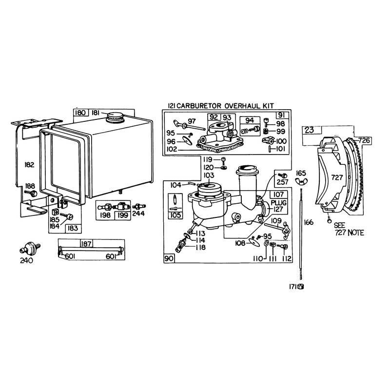 Engine Briggs & Stratton Model No. 252412 Type No. 0134-01 (11 H.p. Snowthrower Model 38090)