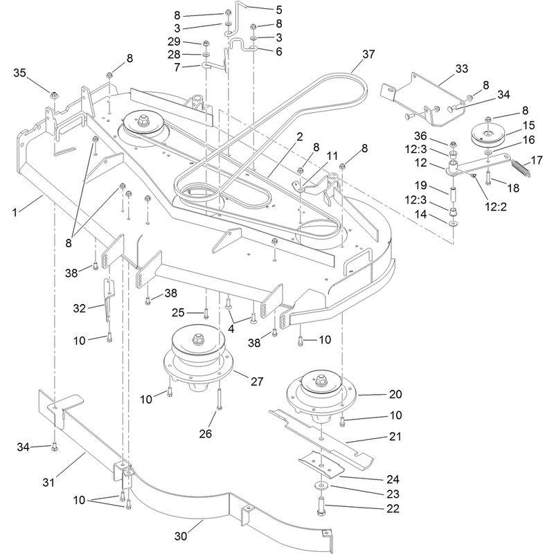 Deck Drive and Baffle Assembly