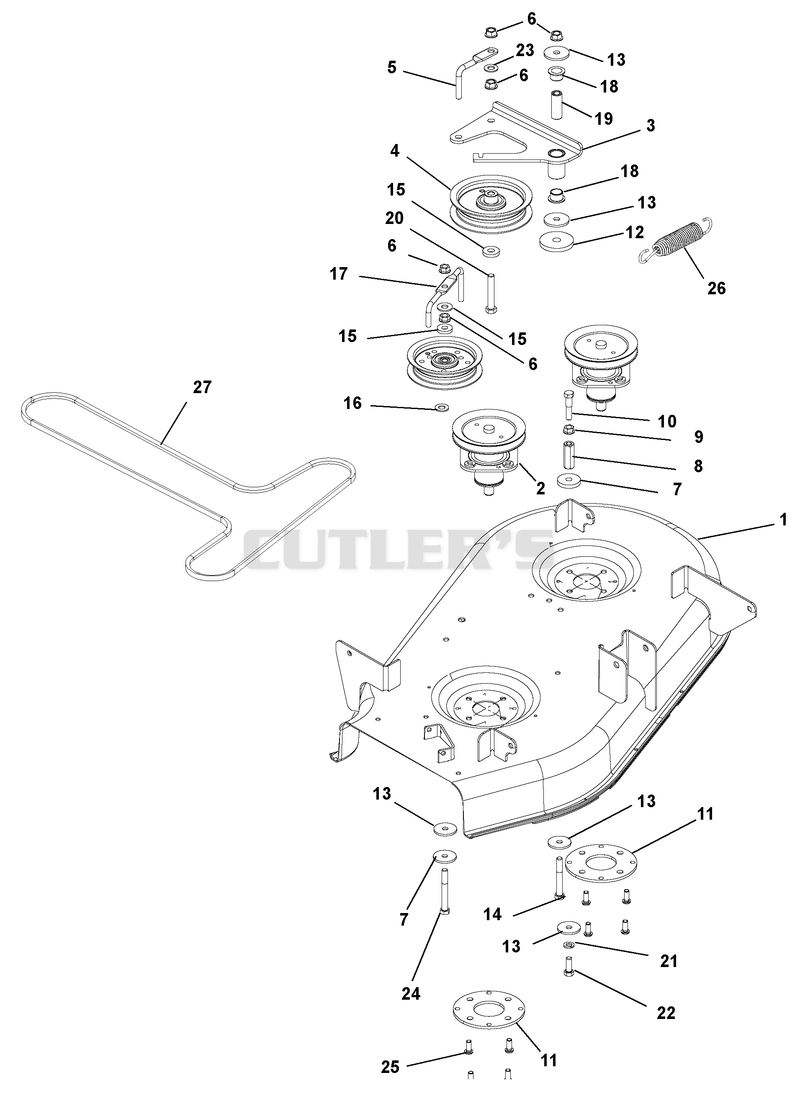 Mower Deck, Belt And Idlers