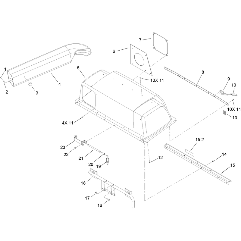 Bagger Hood and Hinge Assembly