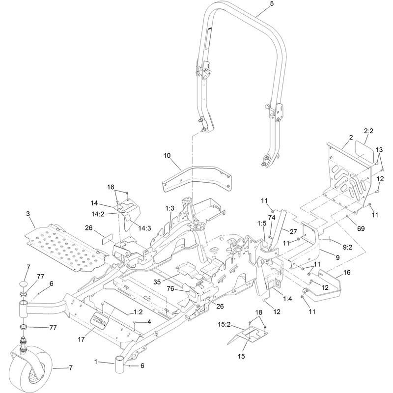 Frame and Caster Wheel Assembly