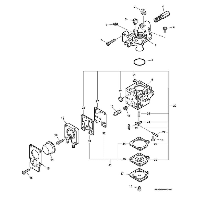 Carburetor -- RB-K66B S/N: 05001001 - 05010614