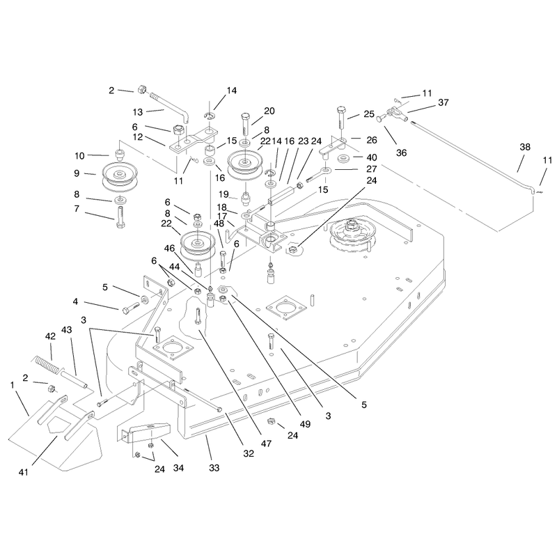 Deck Drive Pulleys and Deflector