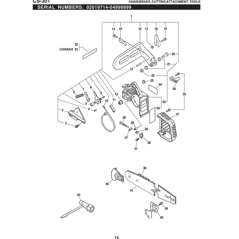 CHAIN BRAKE, CUTTING ATTACHMENT, TOOLS