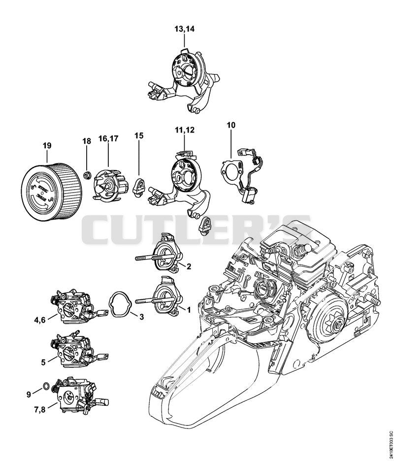 Carburetor bracket, Air filter