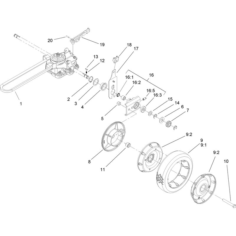 Gearcase and Rear Wheel Assembly