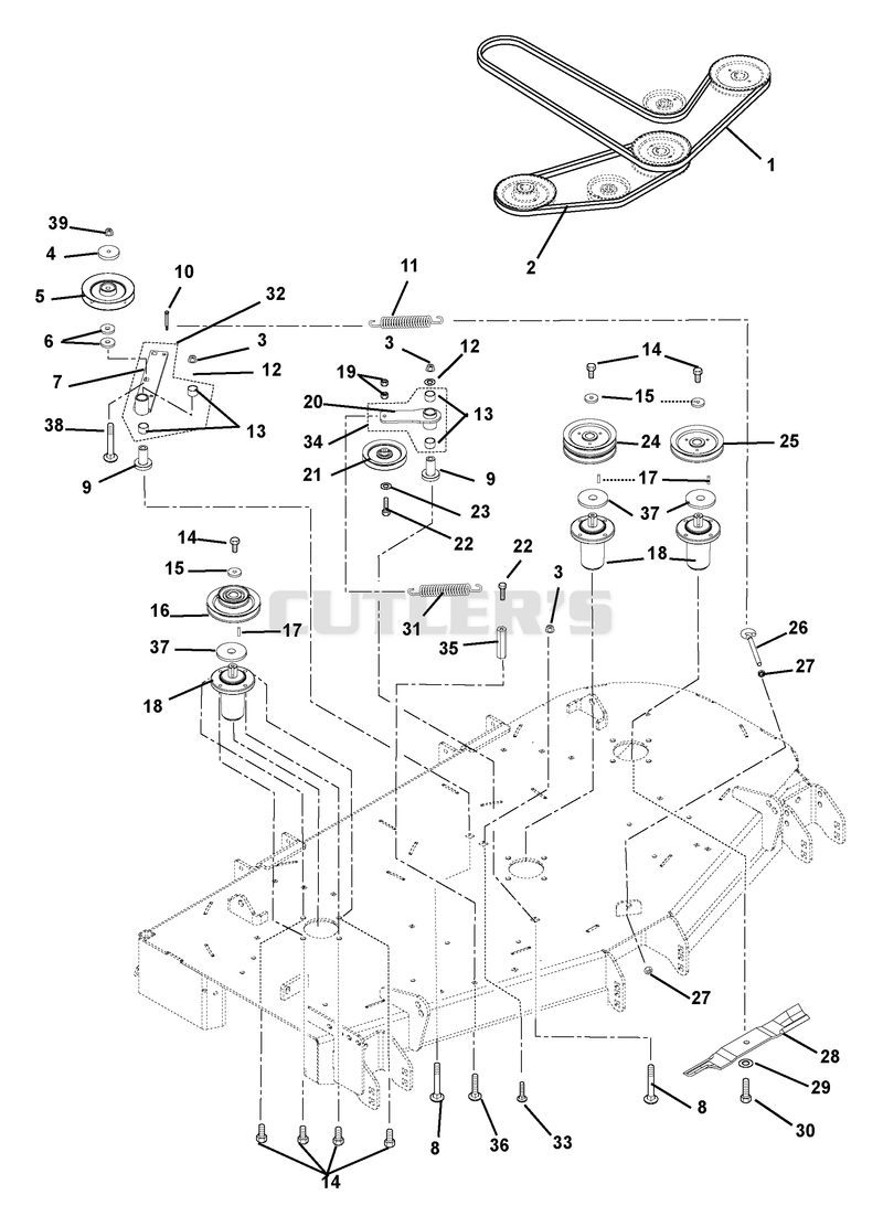 Belts, Spindles, Idlers And Mower Blades