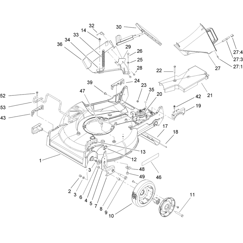 Deck Chute and Wheel Assembly