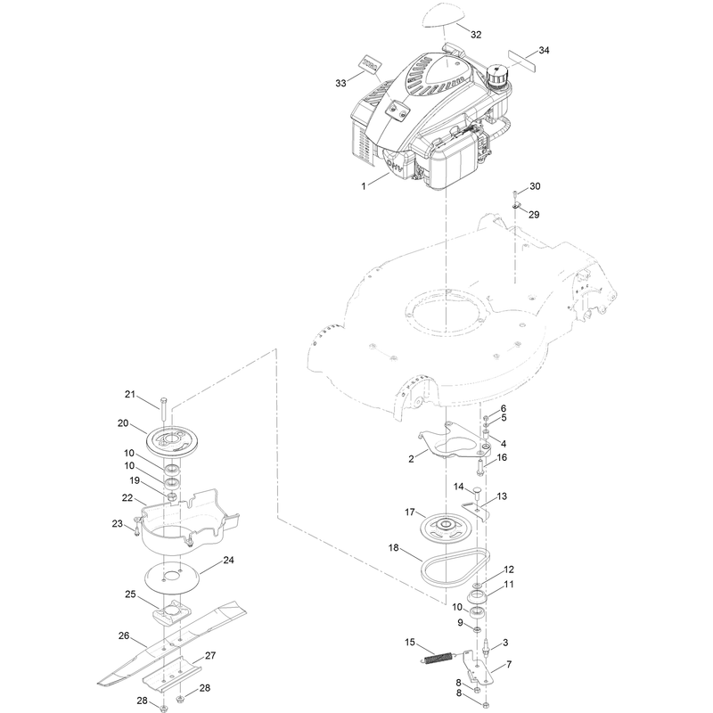 Engine and Blade Drive Assembly
