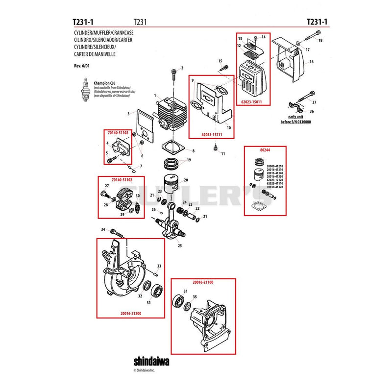 CYLINDER/MUFFLER/CRANKCASE