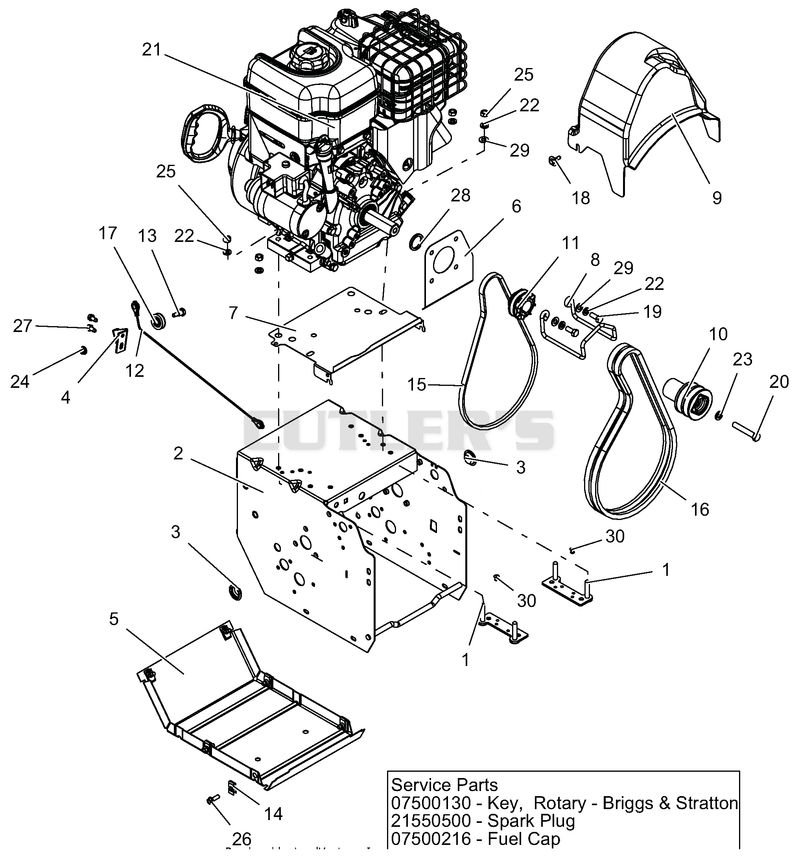 Engine, Frame And Belt Drive