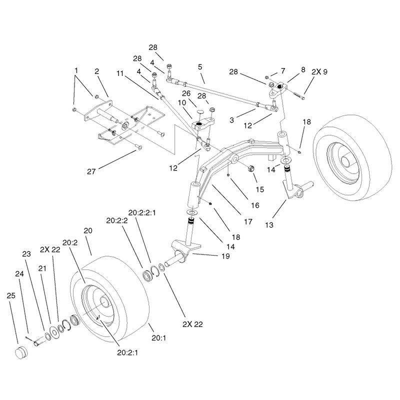 Tie Rods Spindle and Front Axle Assembly