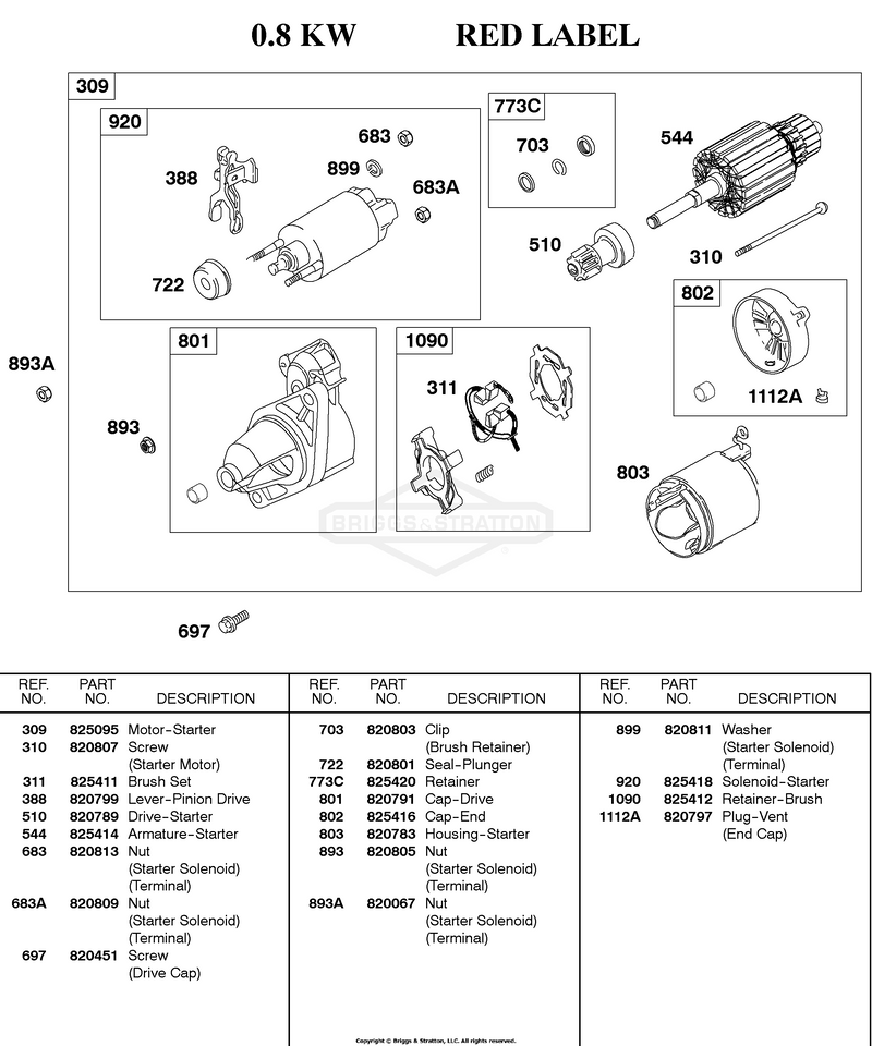 Starter Motor     0.8KW  RED LABEL