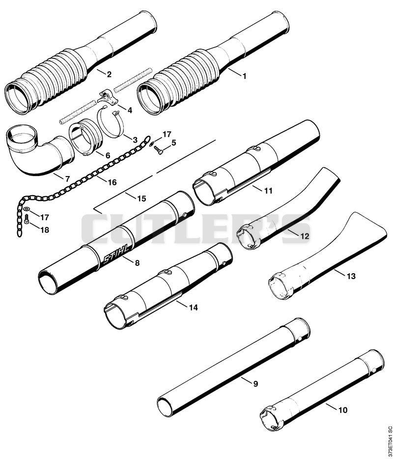 Pleated hose, Blower tube