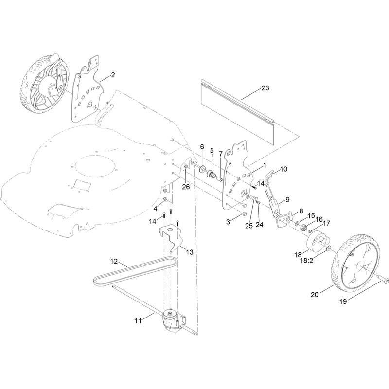 Rear Wheel and Height of Cut Assembly