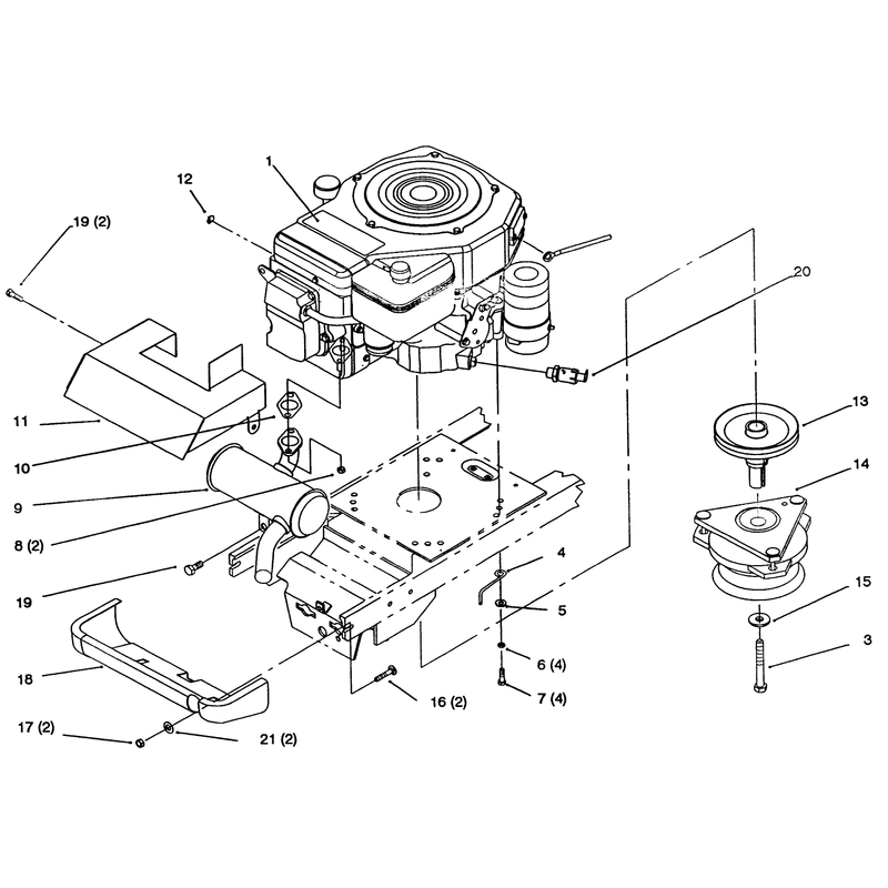 Single Cylinder Engine Muffler and PTO