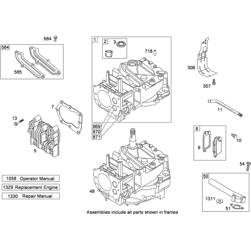Cylinder and Cylinder Head Assembly Briggs and Stratton 124L02-0126-F1