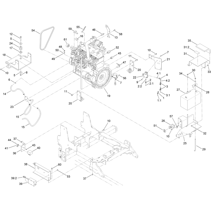 Engine and Battery Assembly