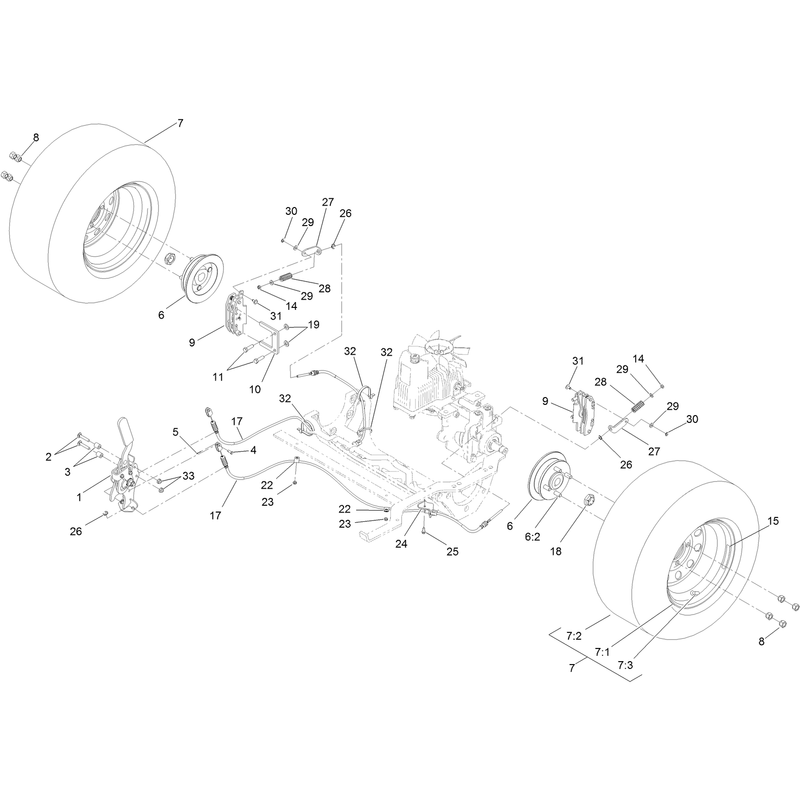 Rear Wheel and Park Brake Assembly