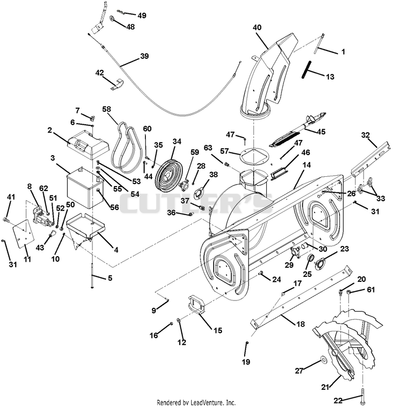 Chute, Auger And Battery