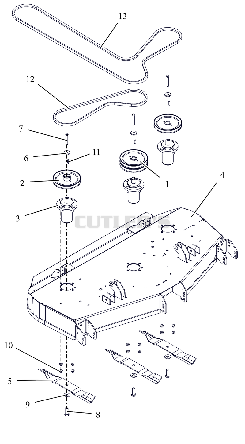 Deck, Belts, Blades and Spindles - 52" - RD