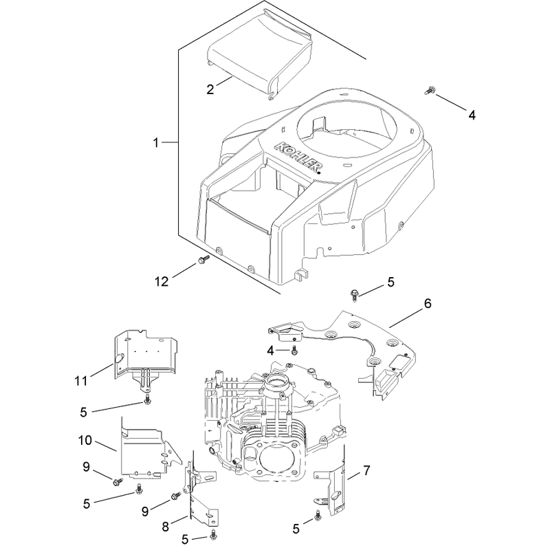 Blower Housing and Baffle Assembly Kohler SV735-0011