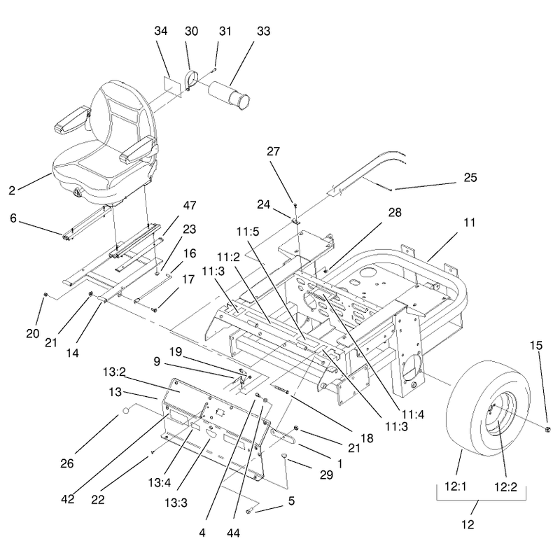 Rear Frame and Wheel Assembly