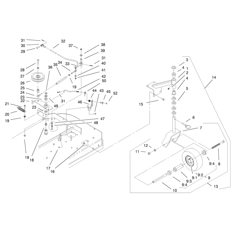 Front Caster and Blade Brake Assembly
