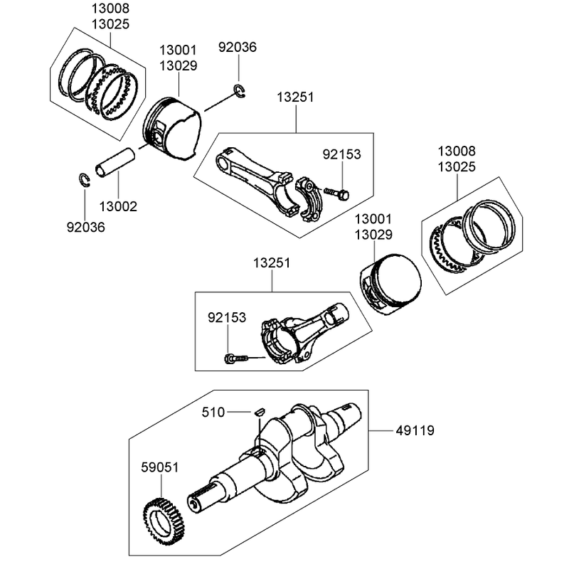 Piston and Crankshaft Assembly Kawasaki FD791D-AS07