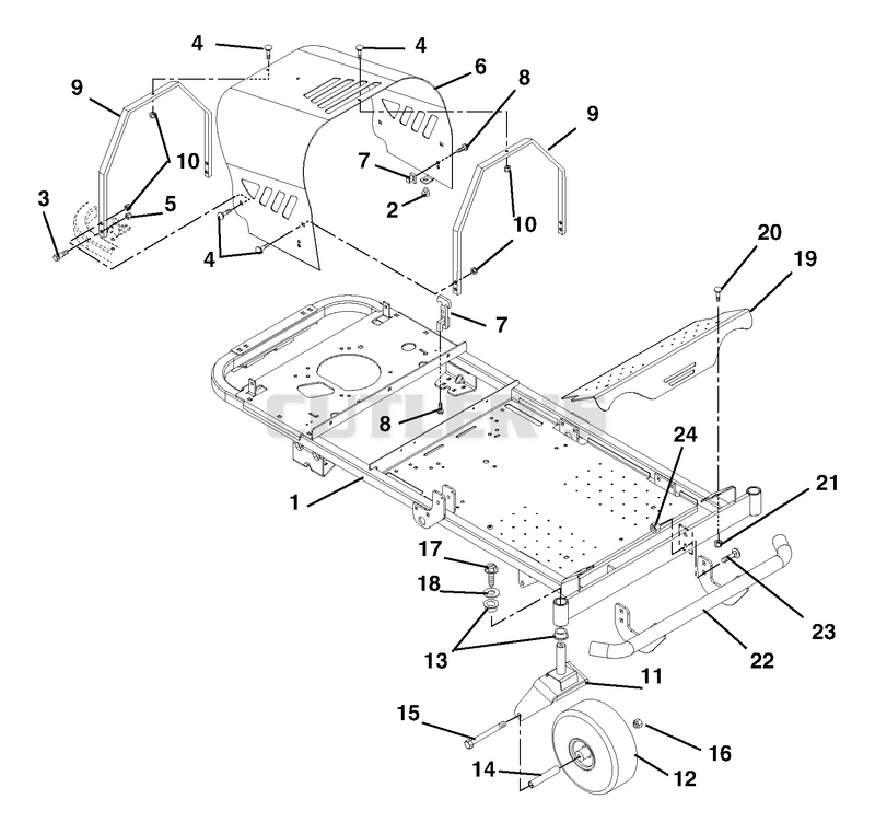 Frame, Hood, Footrest, Casters And Tires